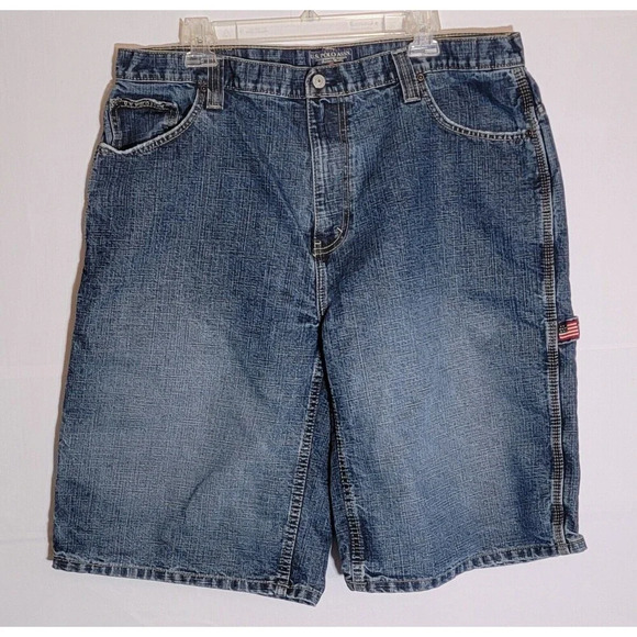 US Polo Assn Shorts Jean Cargo Baggy Relaxed Work High Rise Men's Size 38 - Picture 1 of 4